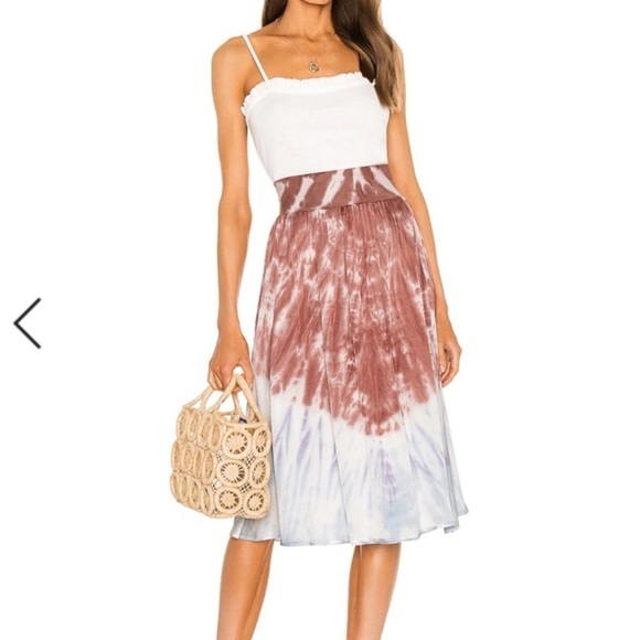 Chaser Silky Skirt Banded waist Pull-on Midi Tie-Dye Mauve Blue Purple Women's S - Picture 12 of 12